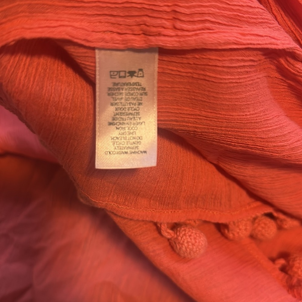 Calypso St Barth Coral Pom-Pom Tiered Skirt Large cotton $395 - Picture 10 of 11